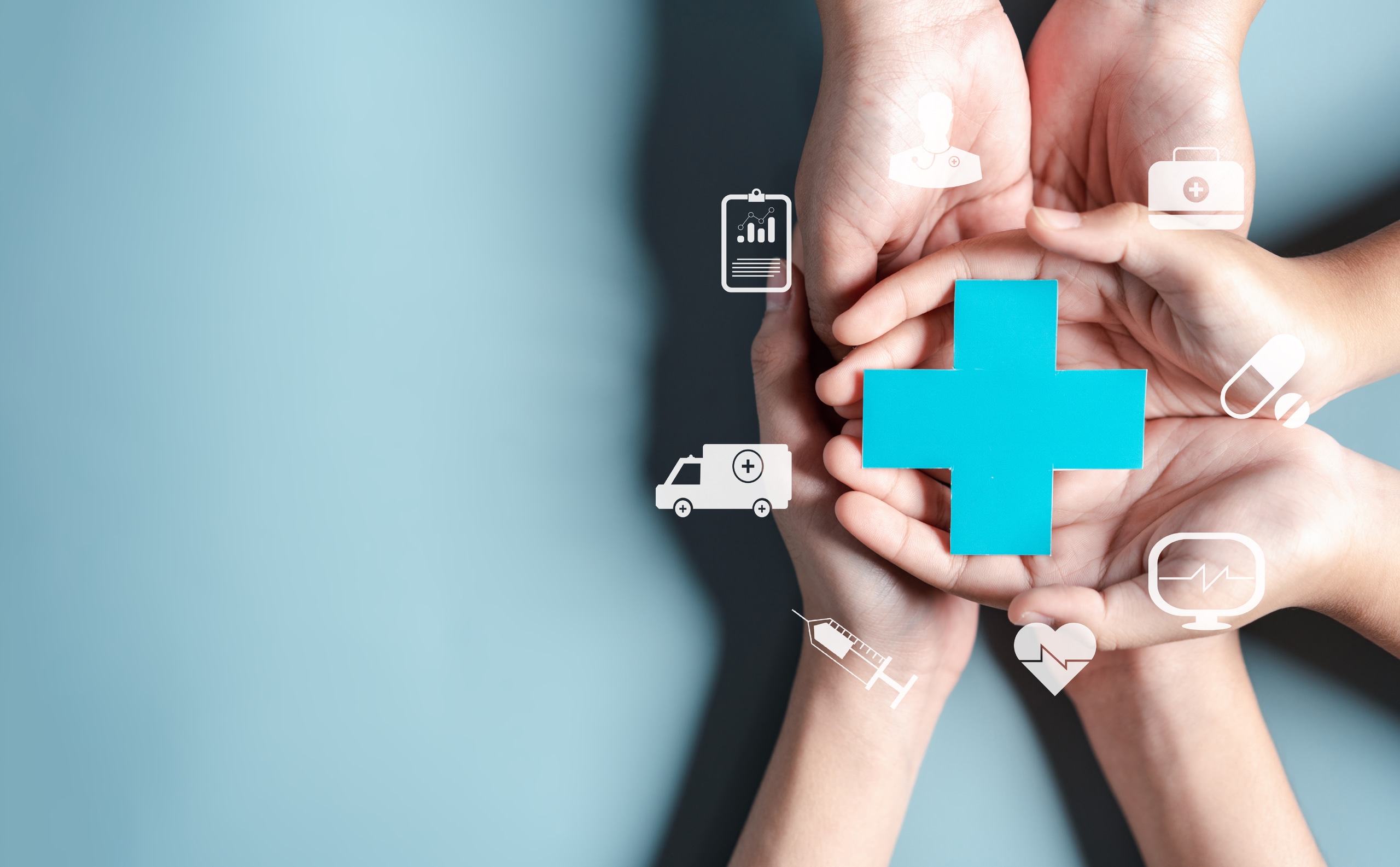 Health insurance concept. Doctor in a white coat uniform hand holding plus and healthcare medical icon, health and access to welfare health concept. Health insurance concept. Doctor in a white coat uniform hand holding plus and healthcare medical icon, health and access to welfare health concept.