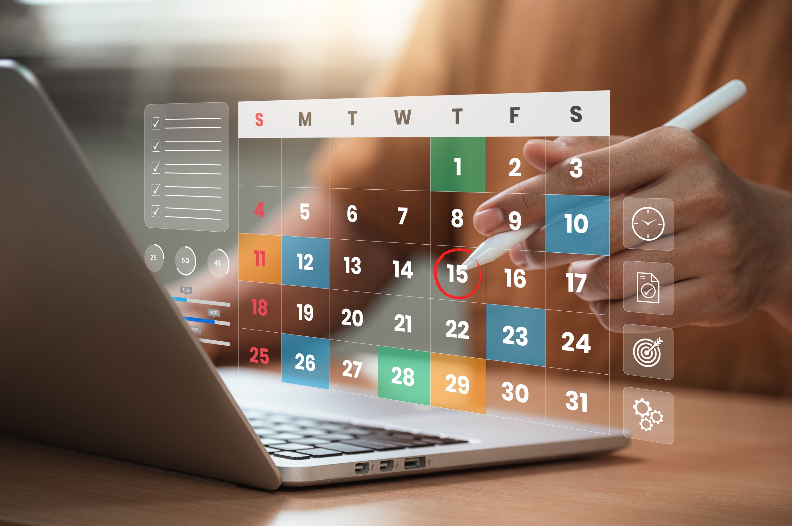 Time management and scheduling concept with calendar, checklist, and task planning for productivity, project management, deadline tracking, and efficient organization of daily activities. Time management and scheduling concept with calendar, checklist, and task planning for productivity, project management, deadline tracking, and efficient organization of daily activities.